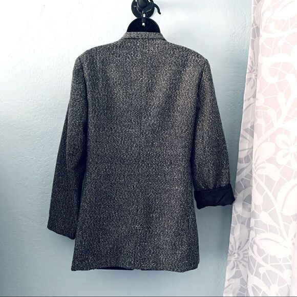 Stephanie Andrews Black & White Tweed Wool Blend Blazer Size Medium - Picture 9 of 12
